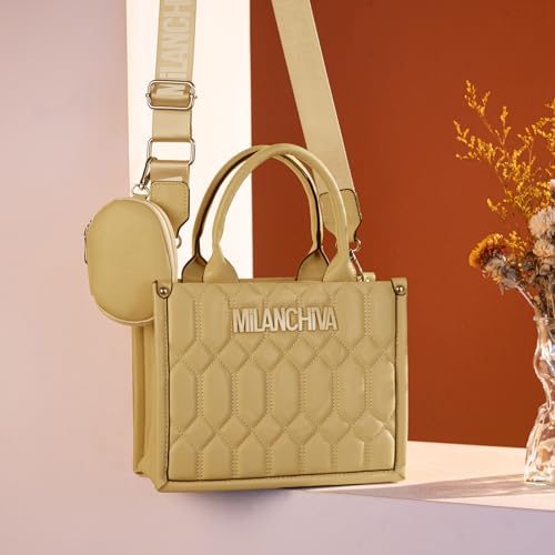Milan Chiva Quilted Top Handle Tote Bag with Coin Pouch