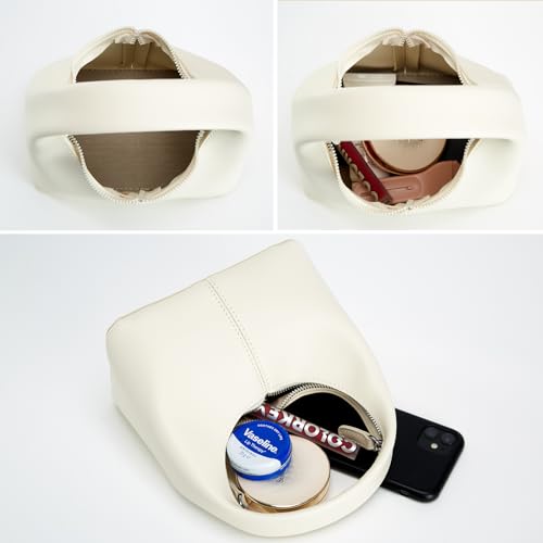 Aoekaff White Mini Pu Leather Top Handle Handbag
