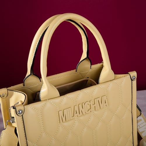 Milan Chiva Quilted Top Handle Tote Bag with Coin Pouch