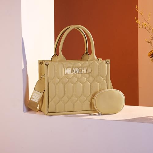 Milan Chiva Quilted Top Handle Tote Bag with Coin Pouch