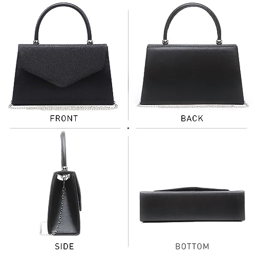 Frosted Glittering Black Evening Clutch for Women's Parties