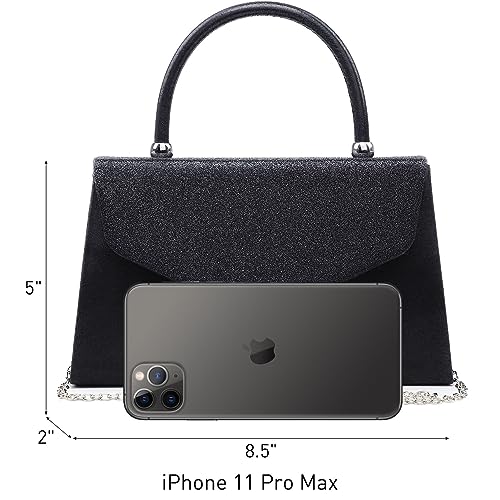 Frosted Glittering Black Evening Clutch for Women's Parties