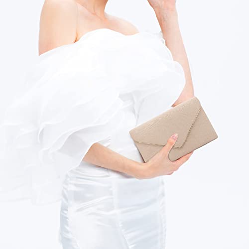 Nude Faux Suede Clutch Purse for Women