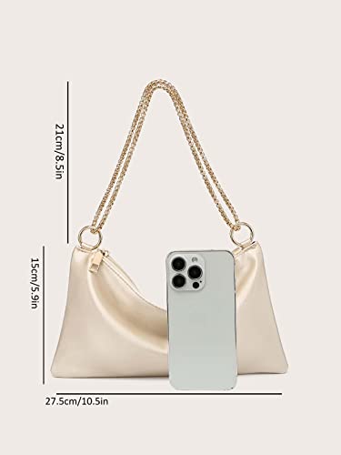 Verdusa Satin Evening Shoulder Bag Purse Champagne