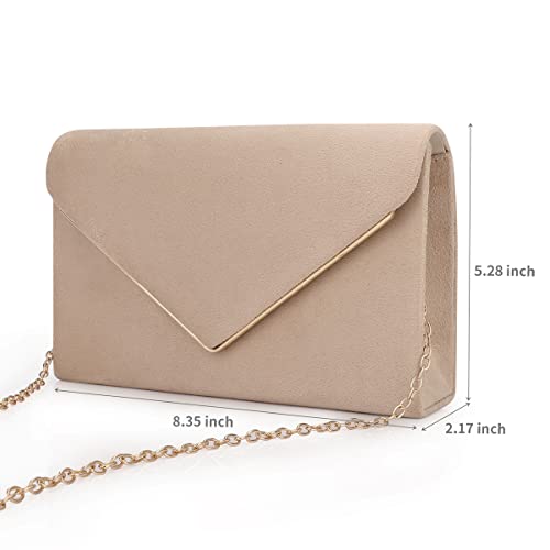 Nude Faux Suede Clutch Purse for Women