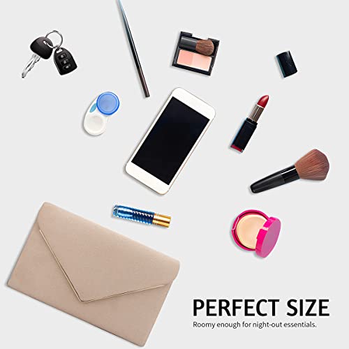 Nude Faux Suede Clutch Purse for Women