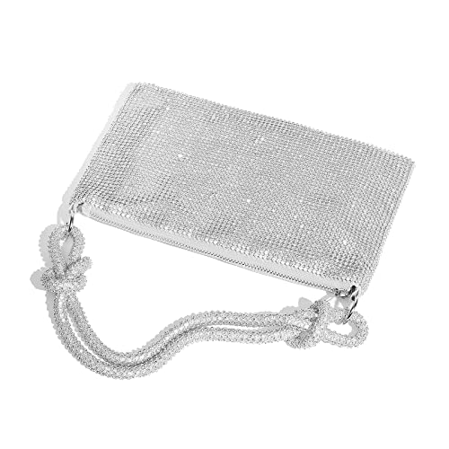 YUWITA Rhinestone Evening Mini Handbag - Silver