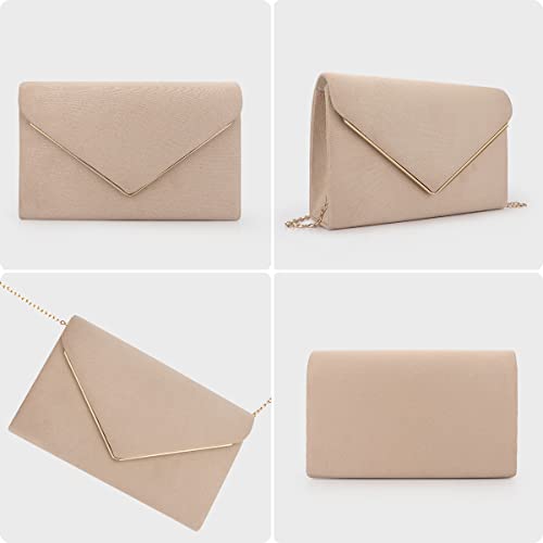 Nude Faux Suede Clutch Purse for Women