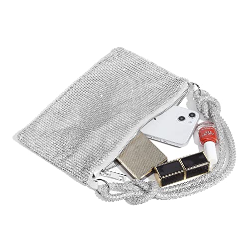 YUWITA Rhinestone Evening Mini Handbag - Silver