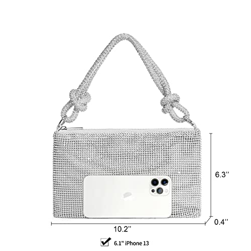 YUWITA Rhinestone Evening Mini Handbag - Silver