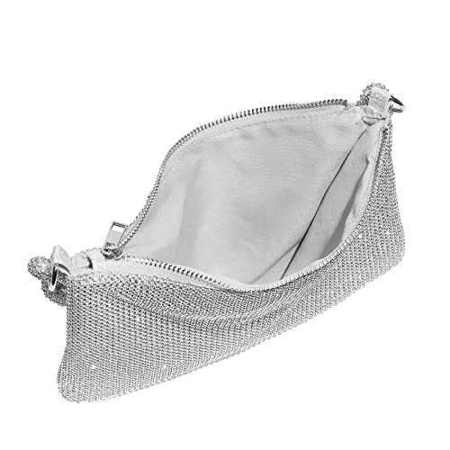YUWITA Rhinestone Evening Mini Handbag - Silver