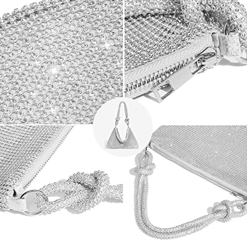 YUWITA Rhinestone Evening Mini Handbag - Silver