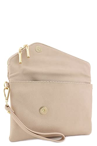 FashionPuzzle Envelope Crossbody Bag with Chain Strap (Nude)