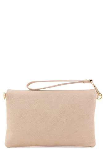 FashionPuzzle Envelope Crossbody Bag with Chain Strap (Nude)