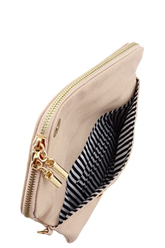 FashionPuzzle Envelope Crossbody Bag with Chain Strap (Nude)