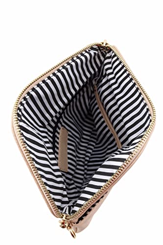 FashionPuzzle Envelope Crossbody Bag with Chain Strap (Nude)