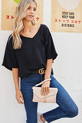 FashionPuzzle Envelope Crossbody Bag with Chain Strap (Nude)