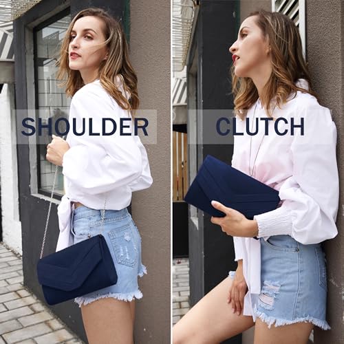Milisente Envelope Clutch Purse: Navy Blue Handbag for Women