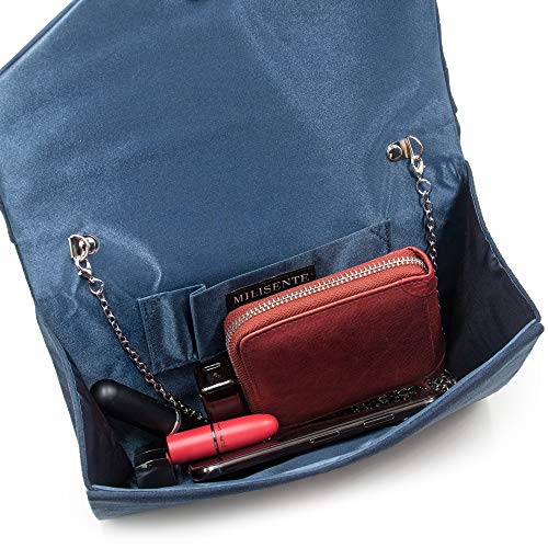 Milisente Envelope Clutch Purse: Navy Blue Handbag for Women