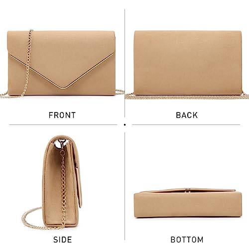 Dasein Velvet Evening Clutch Handbag for Women (Camel)