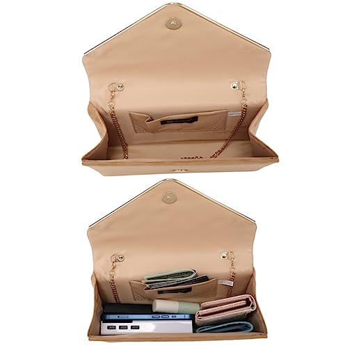 Dasein Velvet Evening Clutch Handbag for Women (Camel)