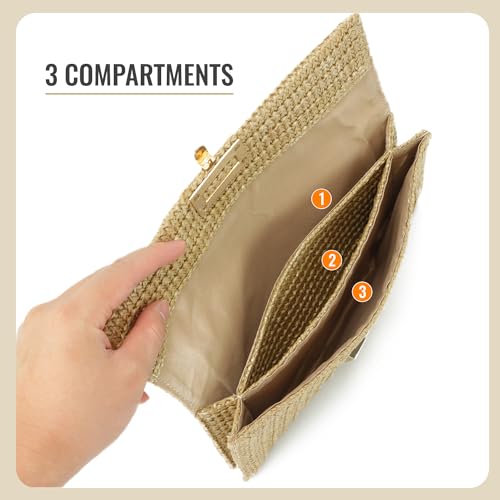 Rattan Envelope Clutch: Summer Beach Bag for Women