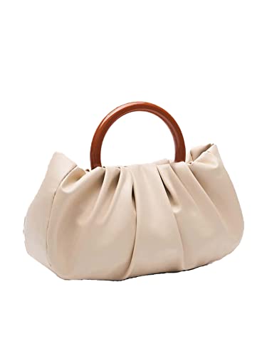 Verdusa Ruched Beige Handbag Clutch Pouch Bag - Women's