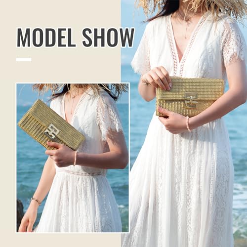 Rattan Envelope Clutch: Summer Beach Bag for Women