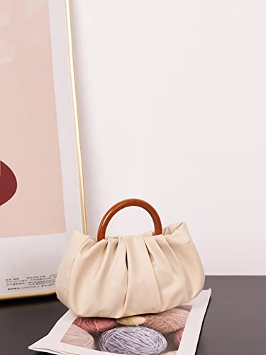 Verdusa Ruched Beige Handbag Clutch Pouch Bag - Women's