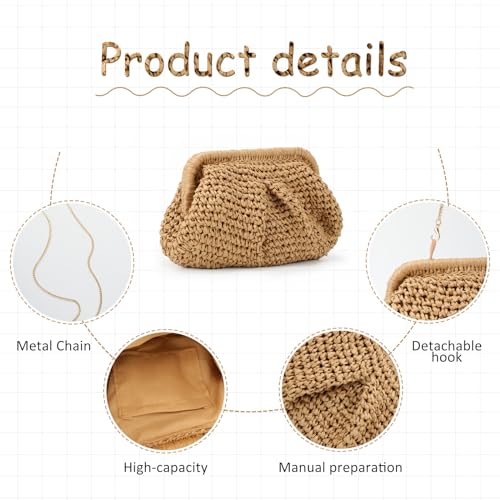 Emprier Cloud Dumpling Woven Straw Crossbody Handbag