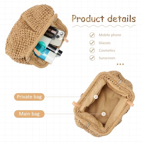 Emprier Cloud Dumpling Woven Straw Crossbody Handbag