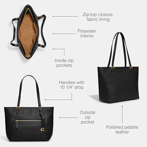 COACH Black Pebble Leather Taylor Tote Handbag