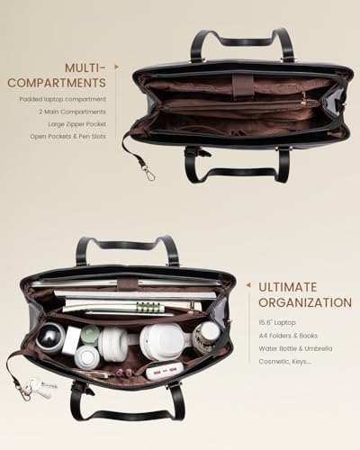 LOVEVOOK Black Laptop Tote Bag for Women
