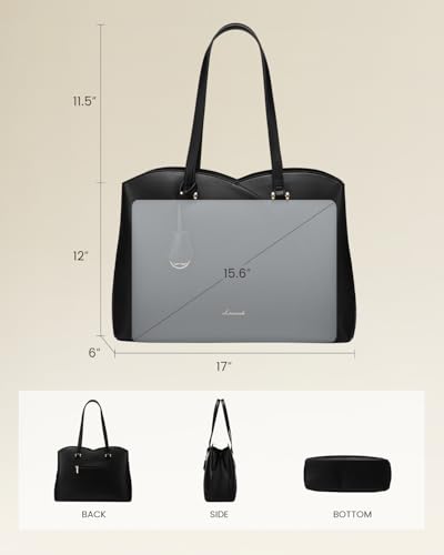 LOVEVOOK Black Laptop Tote Bag for Women