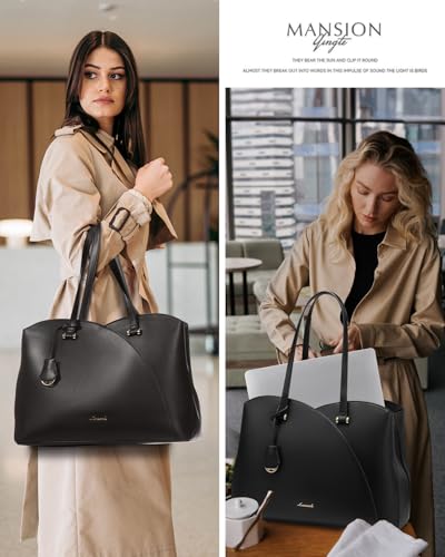 LOVEVOOK Black Laptop Tote Bag for Women