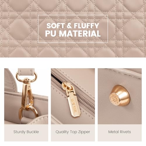 LOVEVOOK Quilted PU Leather Tote and Crossbody Bag