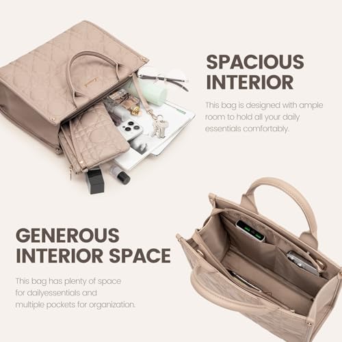 LOVEVOOK Quilted PU Leather Tote and Crossbody Bag