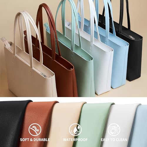 KALIDI Large Brown Faux Leather Tote Bag