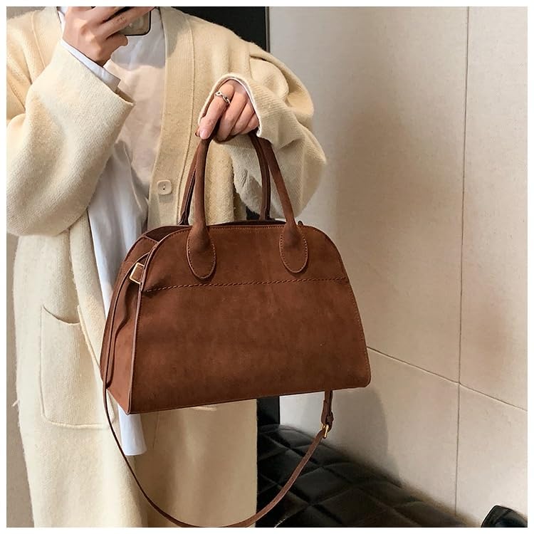 Vintage Brown Suede Tote Bag for Women