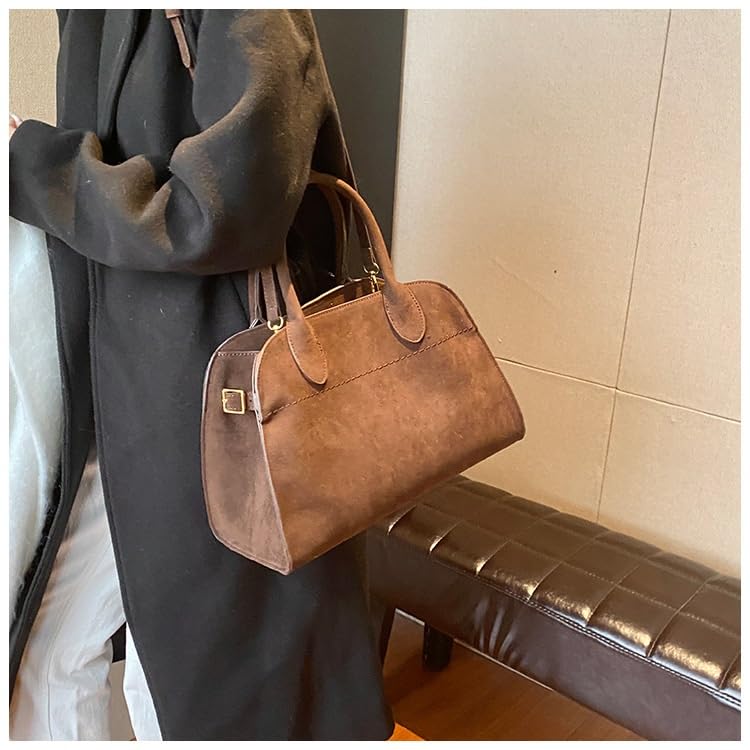 Vintage Brown Suede Tote Bag for Women