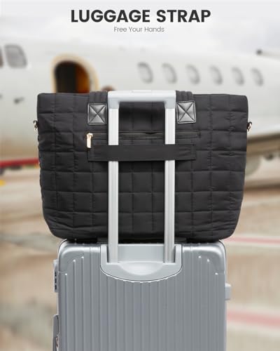 LOVEVOOK Black Large Quilted Tote Bag for Women