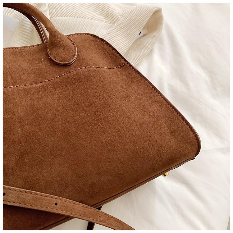Vintage Brown Suede Tote Bag for Women