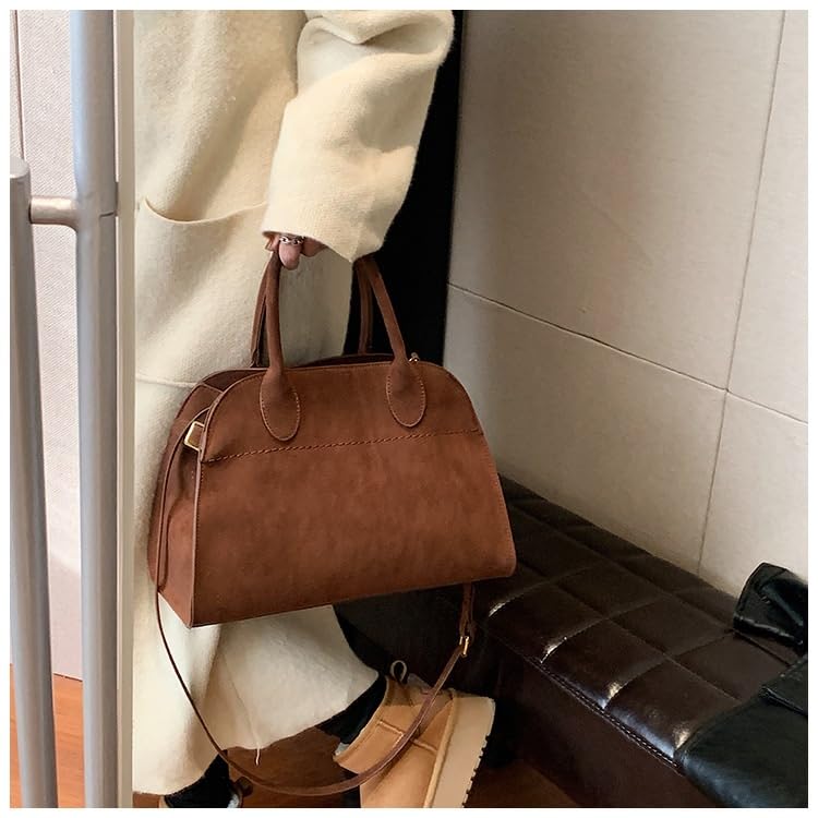 Vintage Brown Suede Tote Bag for Women