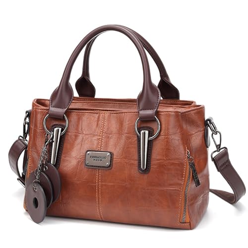 Vegan Leather Tote Bag Satchel Shoulder Bags Brown