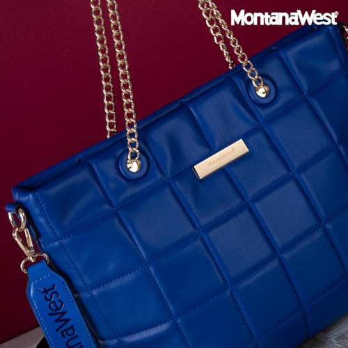Montana West Blue Vegan Leather Tote Bag