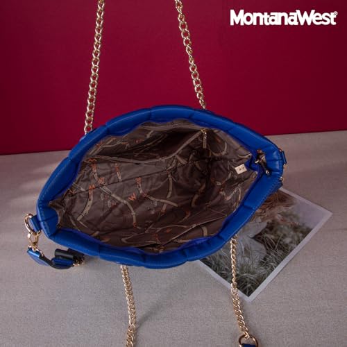 Montana West Blue Vegan Leather Tote Bag