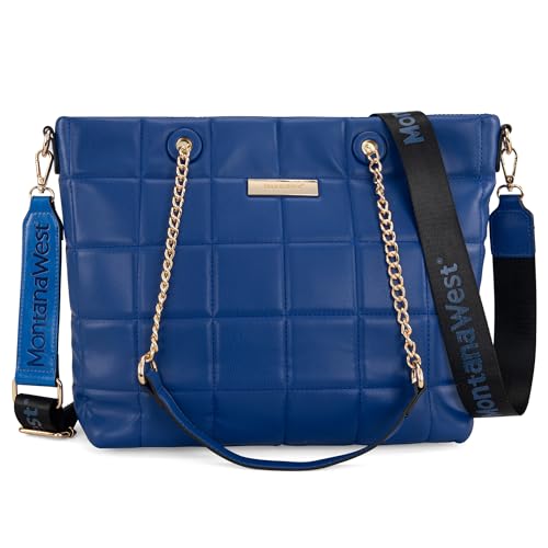 Montana West Blue Vegan Leather Tote Bag