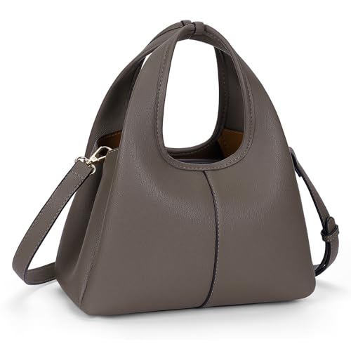 Trendy Grey Pebble Leather Small Tote Bag