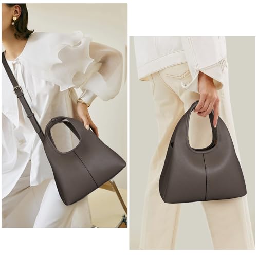 Trendy Grey Pebble Leather Small Tote Bag