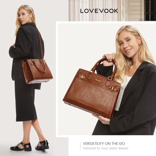 LOVEVOOK Women's Brown PU Leather Tote Bag
